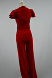 Red Short Sleeve Jumpsuit