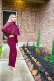 Wine Long Sleeve Jumpsuit