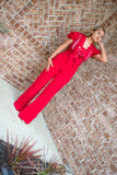 Red Short Sleeve Jumpsuit